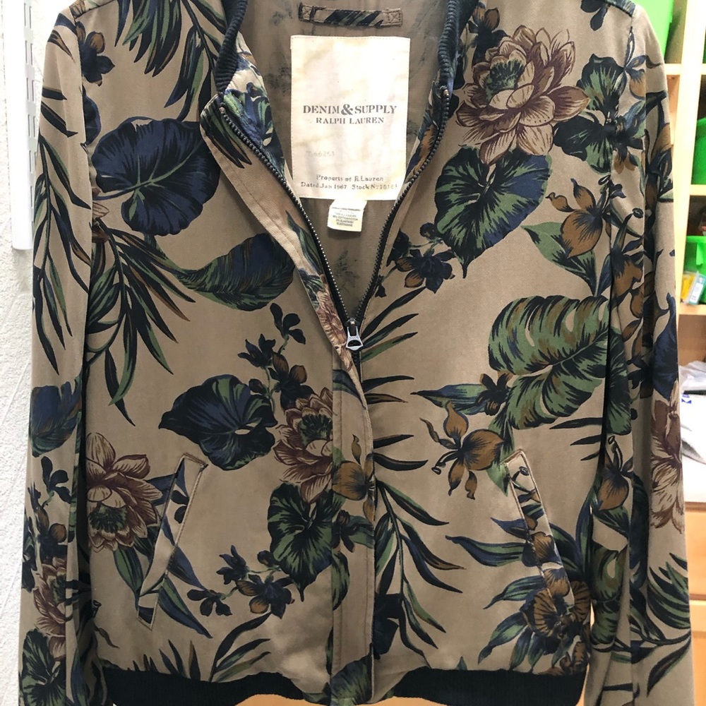 Denim & Supply Ralph Lauren Floral Bomber Jacket - Green and Brown